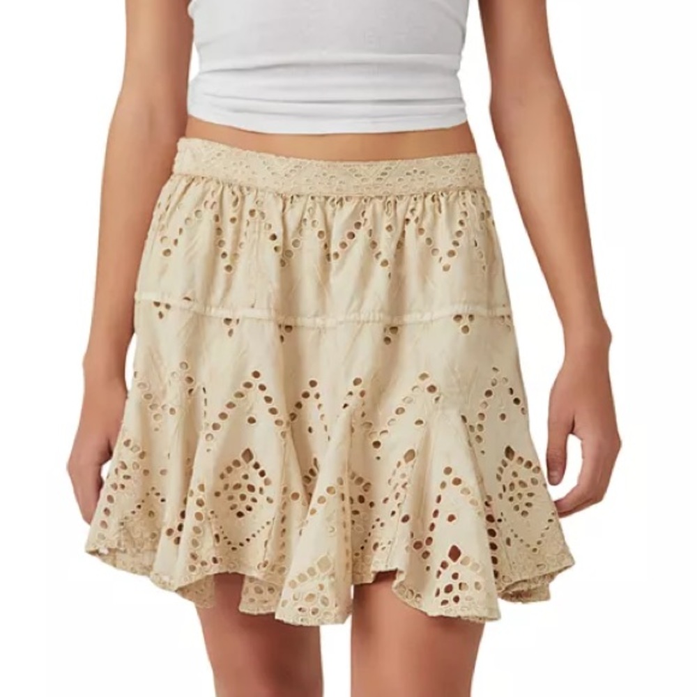 Free People Cream Mini Skirt